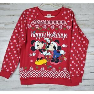 DISNEY MICKEY AND MINNIE Happy Holidays Light-Up Sweatshirt Jrs Size L/G (11-13)